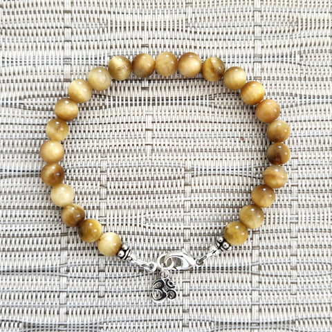 GOLDEN TIGERS EYE WITH MINI 925 OM CHARM
