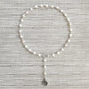 4--WHITE PEARL NECKLACE WITH BUDDHA-16"