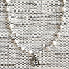 8--WHITE PEARL NECKLACE WITH BUDDHA-16"