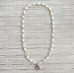 8--WHITE PEARL NECKLACE WITH BUDDHA-16"