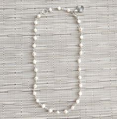 8--WHITE PEARL NECKLACE WITH BUDDHA-16"