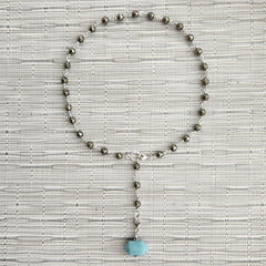 8--PYRITE NECKLACE WITH AMAZONITE PRISM