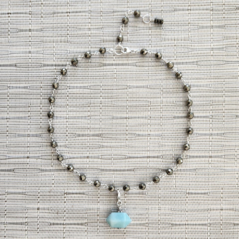 2--PYRITE NECKLACE WITH AMAZONITE PRISM