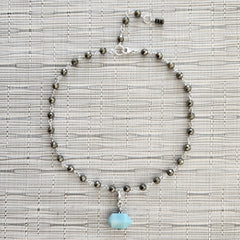 8--PYRITE NECKLACE WITH AMAZONITE PRISM