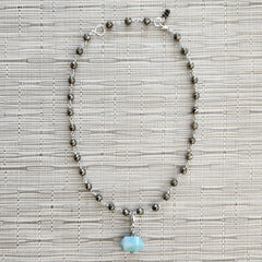 2--PYRITE NECKLACE WITH AMAZONITE PRISM