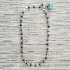 2--PYRITE NECKLACE WITH AMAZONITE PRISM