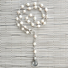 8--WHITE PEARL NECKLACE WITH BUDDHA-16"