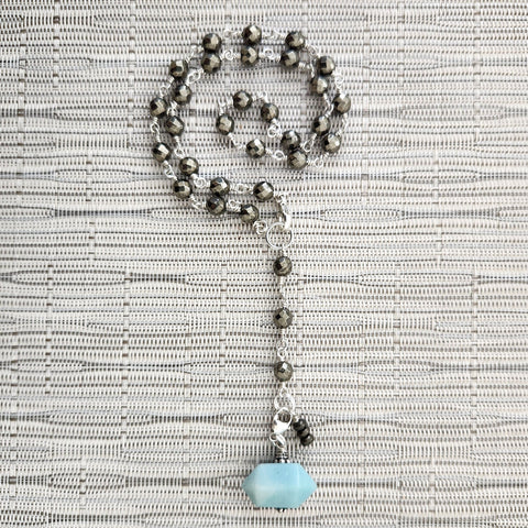 2--PYRITE NECKLACE WITH AMAZONITE PRISM
