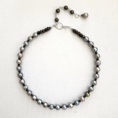 9--SILVER PEARL NECKLACE-16IN