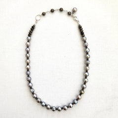 2--SILVER PEARL NECKLACE-16IN