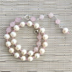 8--WHITE PEARL NECKLACE WITH PINK CZ