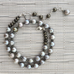 9--SILVER PEARL NECKLACE-16IN