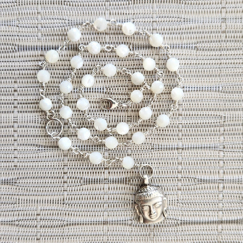 4--MOTHER OF PEARL NECKLACE WITH BUDDHA-16"