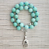 4--GREEN AGATE NECKLACE WITH 925 HAMSA PENDANT