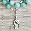 0--GREEN AGATE NECKLACE WITH 925 HAMSA PENDANT