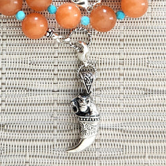 2--ORANGE AGATE NECKLACE WITH 925 TIGER CLAW PENDANT