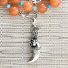 0--ORANGE AGATE NECKLACE WITH 925 TIGER CLAW PENDANT