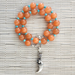 2--ORANGE AGATE NECKLACE WITH 925 TIGER CLAW PENDANT