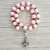 4--PINK AGATE NECKLACE WITH 925 DOUBLE DORJE PENDANT