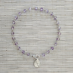 CAPE AMETHYST NECKLACE WITH ST. BENEDICT MEDALLION-16"