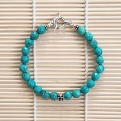 3--TURQUOISE (8MM) BRACELET WITH 925 SKULL BEAD