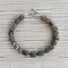 3--LABRADORITE BRACELET WITH BUDDHA BEADS