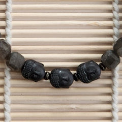 3--LABRADORITE BRACELET WITH BUDDHA BEADS