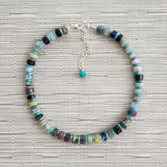 1--MIXED GEMSTONES & SEA SEDIMENT JASPER NECKLACE