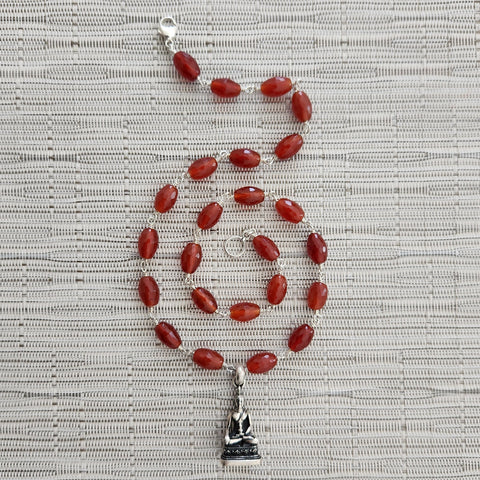 CARNELIAN NECKLACE WITH BUDDHA PENDANT-19"