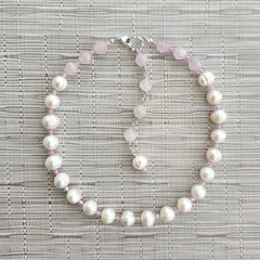 8--WHITE PEARL NECKLACE WITH PINK CZ