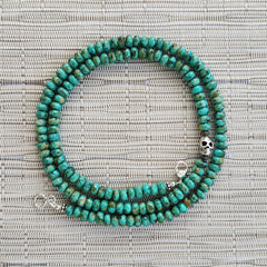 0--TURQUOISE NECKLACE WITH 925 SILVER SKULL BEAD