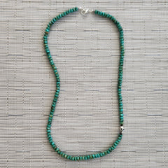 0--TURQUOISE NECKLACE WITH 925 SILVER SKULL BEAD