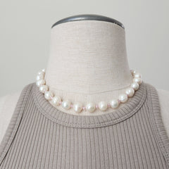 8--WHITE PEARL NECKLACE WITH PINK CZ