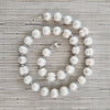 0--WHITE PEARL NECKLACE WITH HEMATITE - 20"