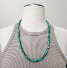 0--TURQUOISE NECKLACE WITH 925 SILVER SKULL BEAD