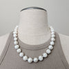 0--WHITE PEARL NECKLACE WITH HEMATITE - 20"