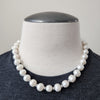 0--WHITE PEARL NECKLACE WITH HEMATITE - 20"