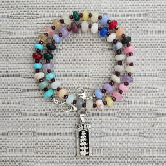 1--MIXED GEMSTONE NECKLACE W/ ELEPHANT PENDANT-16"