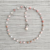 8--PINK OPAL NECKLACE WITH PEARL DROP-16"