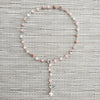 8--PINK OPAL NECKLACE WITH PEARL DROP-16"