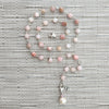 8--PINK OPAL NECKLACE WITH PEARL DROP-16"