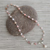 8--PINK OPAL NECKLACE WITH PEARL DROP-16"