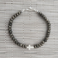 3--PYRITE BRACELET W/ 925 CROSS