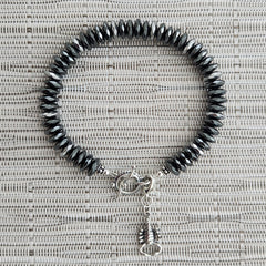 3--HEMATITE BRACELET W/ 925 SCORPION