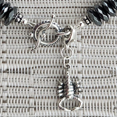 3--HEMATITE BRACELET W/ 925 SCORPION