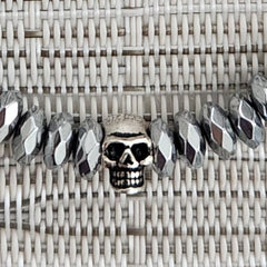 3--HEMATITE BRACELET W/ 925 SKULL