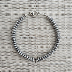 3--HEMATITE BRACELET W/ 925 SKULL