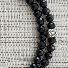 1--BLACK ONYX NECKLACE WITH 925 DORJE CROSS BEAD