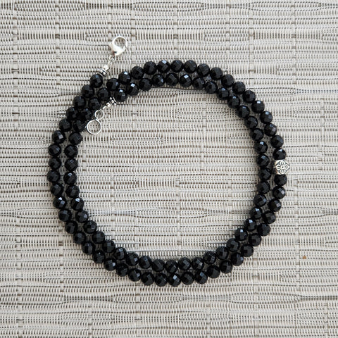 1--BLACK ONYX NECKLACE WITH 925 DORJE CROSS BEAD