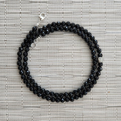 1--BLACK ONYX NECKLACE WITH 925 DORJE CROSS BEAD